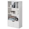 Basicwise 47-in. White 3 Tier Open Book Shelf and Bookcases w/2 Doors Storage Cabinet and 1 Adjustable Shelf QI004656.WT - alternate 7